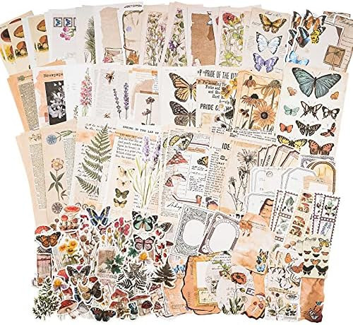Knaid Vintage Scrapbook Supplies Pack (200 Pieces) for Art Journaling Bullet Junk Journal Planner... | Amazon (US)