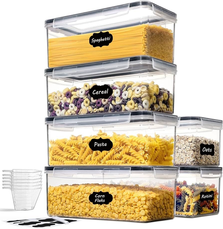 VITEVER [6 Pack] 3.2L Airtight Pasta, Spaghetti Storage Containers Set with 6 Measuring Cups, BPA... | Amazon (US)