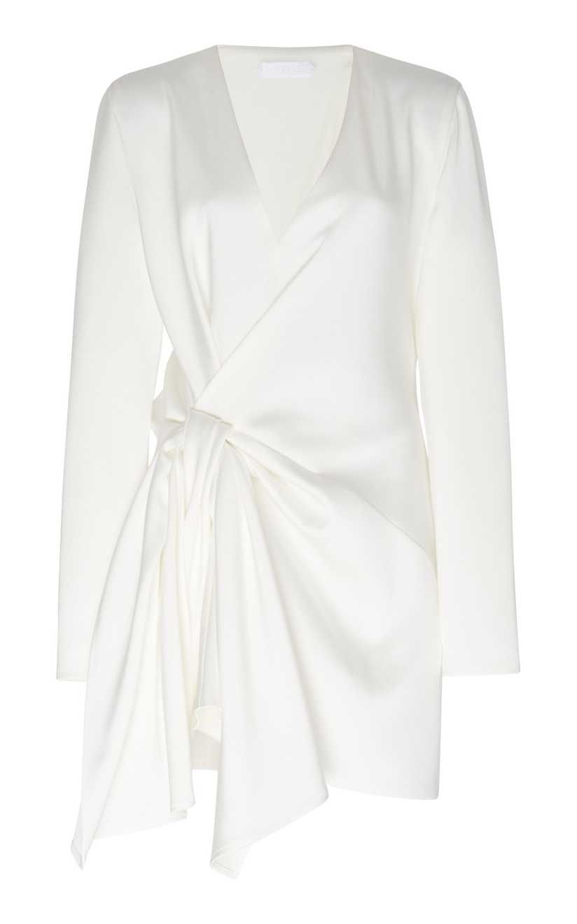 Satin Decolleté Long Sleeve Cocktail Dress | Moda Operandi Global