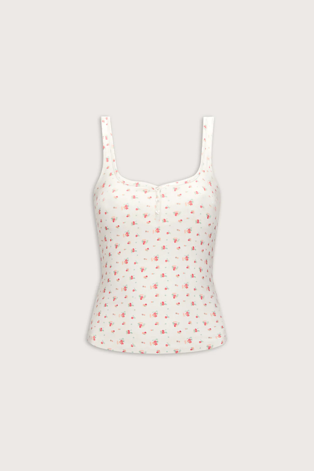 Sweetheart Henley Pyjama Vest - Ivory Floral Print | TALA (UK)