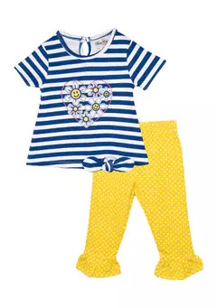 Rare Too Toddler Girls Striped Jersey Top and Solid Pants Set | Belk