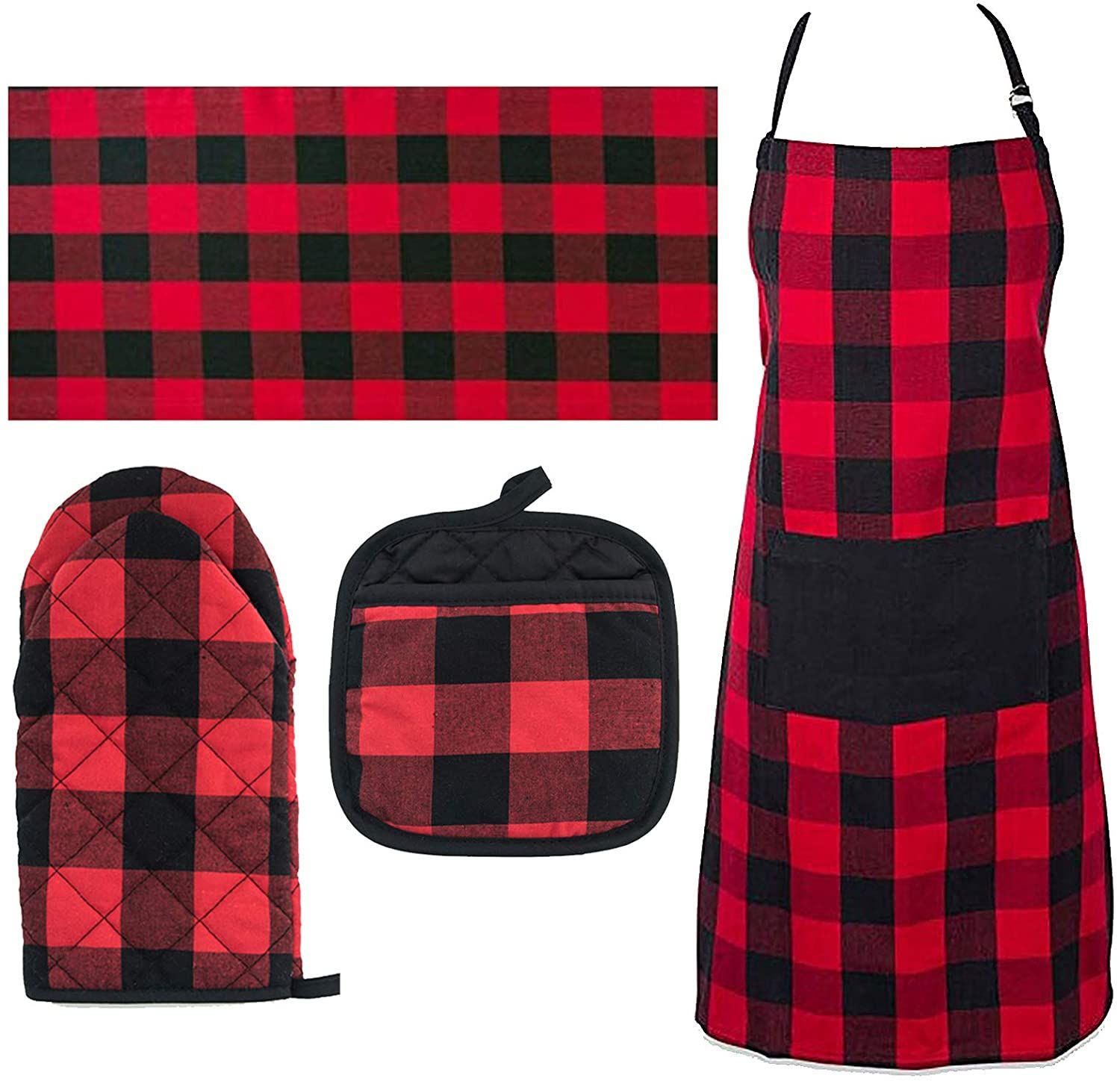 4 Pieces Buffalo Check Pot Holders Oven Mitts Kitchen Dish Towels Kitchen Aprons for Indoor Outdo... | Walmart (US)