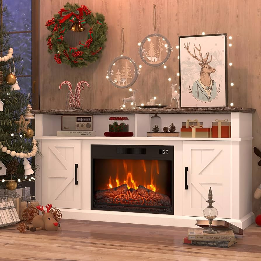 Fireplace TV Stand for TVs Up to 65" with 23" Electric Fireplace, Entertainment Center with Stora... | Amazon (US)