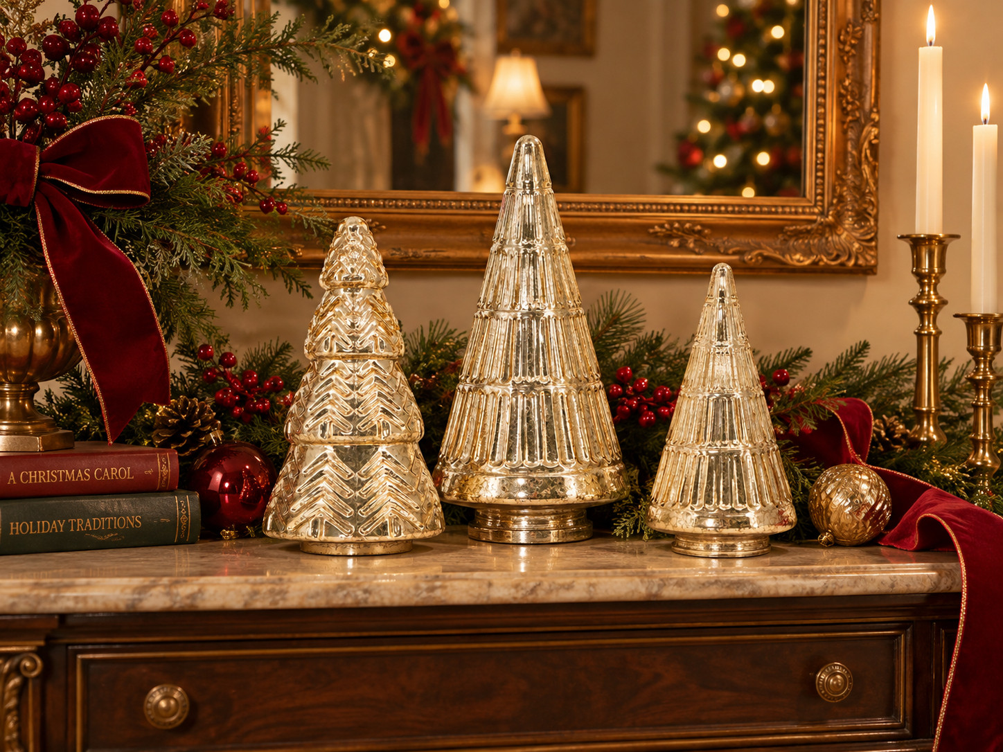 Christmas decor
Gold Christmas trees 

 #LTKSeasonal #LTKHome