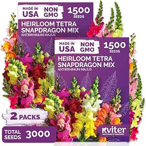 KVITER 3,000 Tetra Mix Snapdragon Seeds, 2 Pack (Antirrhinum Majus) – Heirloom & Organic Tall S... | Amazon (US)