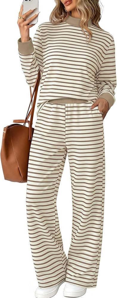 Sampeel Two Piece Sets for Women Color Block Matching Set Cozy Loungewear | Amazon (US)