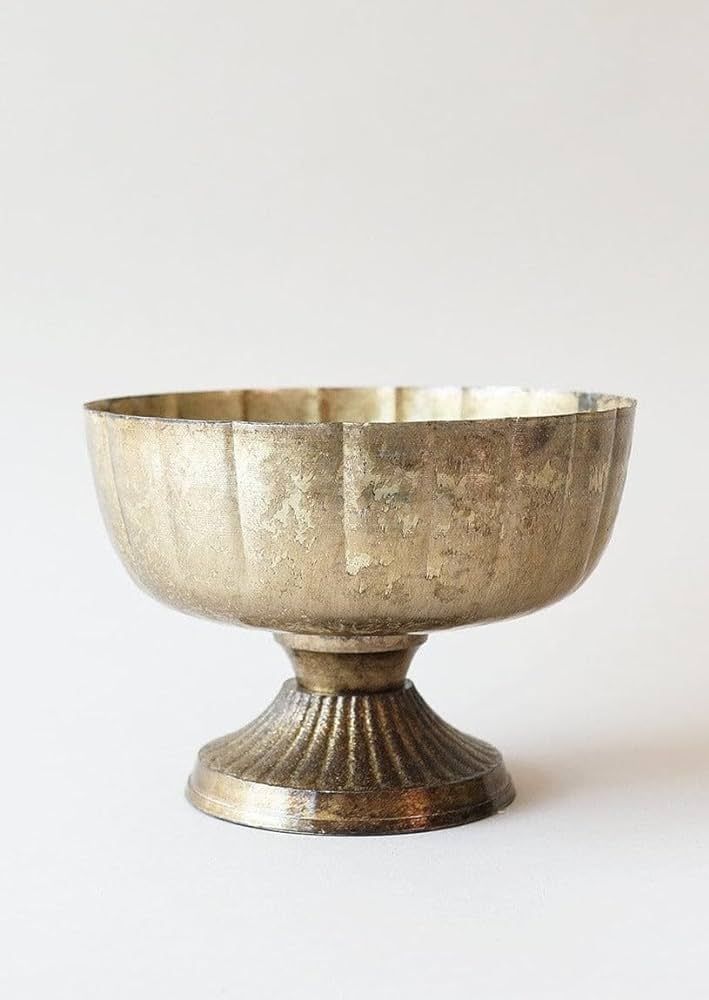 Afloral Distressed Gold Metal Compote Bowl - 8" Wide | Amazon (US)