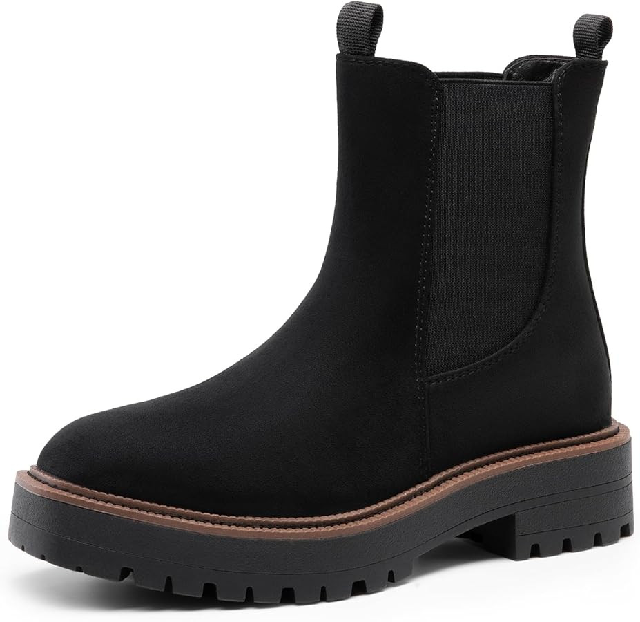 DREAM PAIRS Women's Chelsea Ankle Boots Square Toe Fashion Low Heel Lug Sole Platform Fall Bootie... | Amazon (US)
