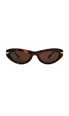 Bottega Veneta Oval Sunglasses in Havana, Gold, & Brown from Revolve.com | Revolve Clothing (Global)