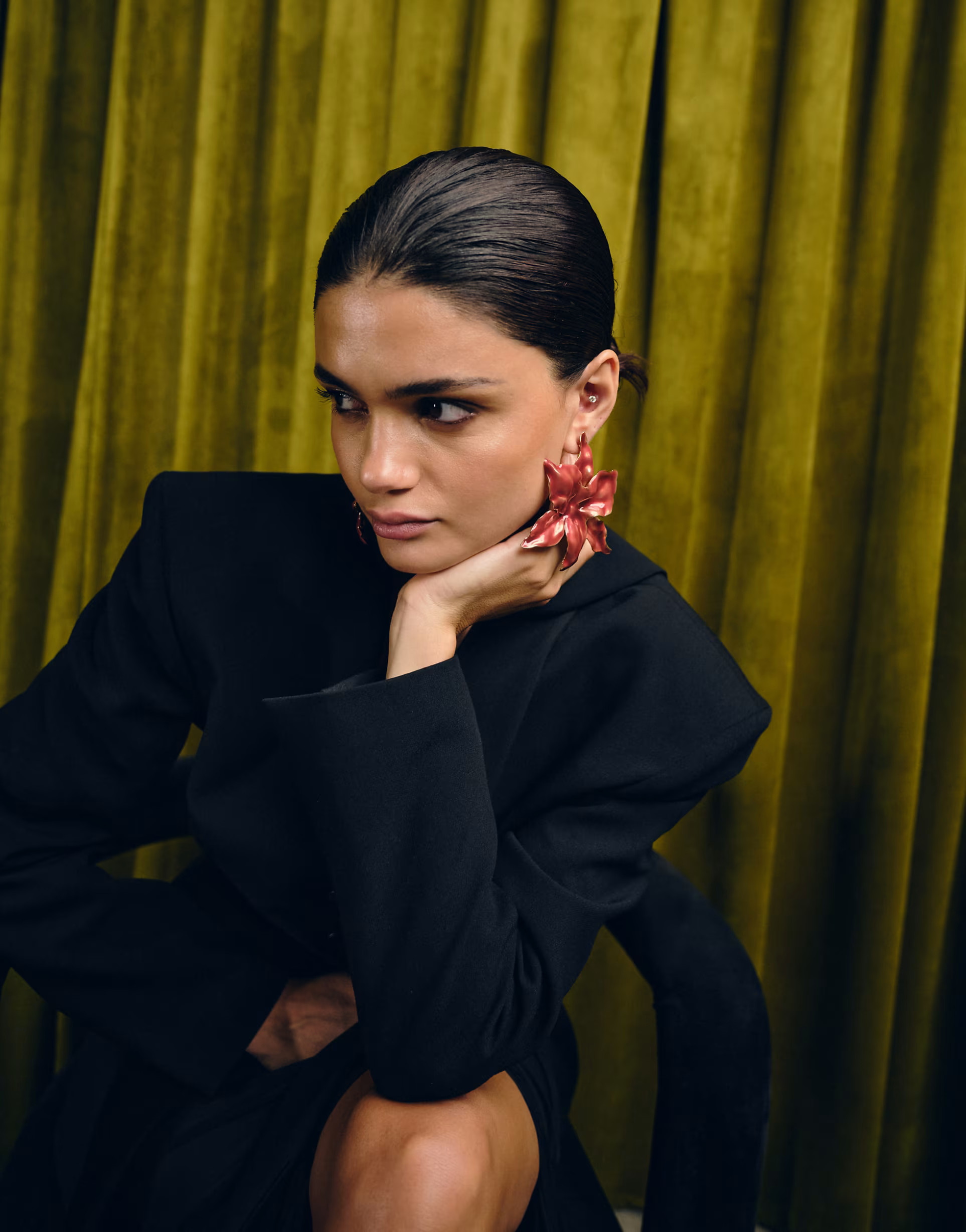 ASOS DESIGN large stud earrings with flower design in red and gold tone | ASOS | ASOS (Global)