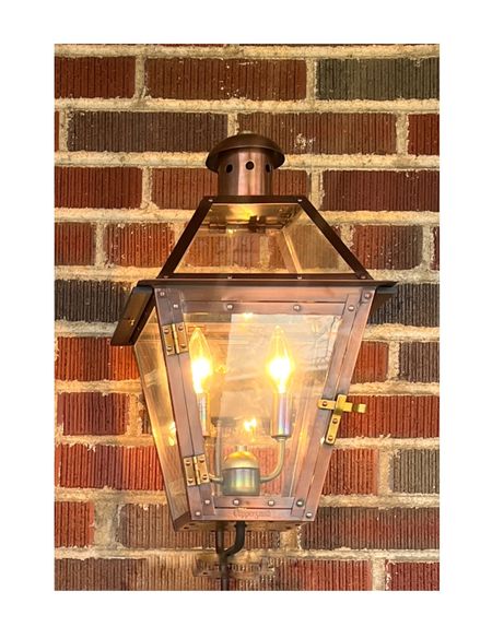 Just installed this lantern and love how it turned out. Overtime the copper will patina to match the age of my house. I love a gas burning lantern, and this is a close second  

#LTKhome