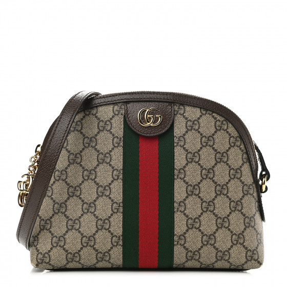 GUCCI GG Supreme Monogram Web Small Ophidia Dome Shoulder Bag Brown | Fashionphile