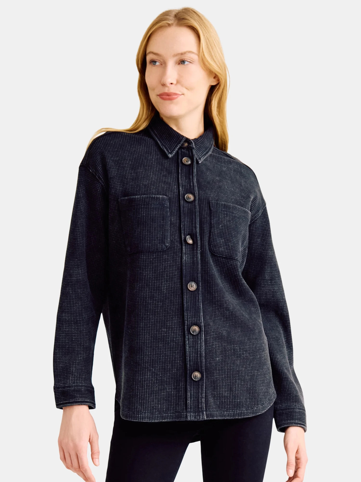 Time and Tru Women’s Knit Shacket with Long Sleeves, Sizes XS-XXXL | Walmart (US)
