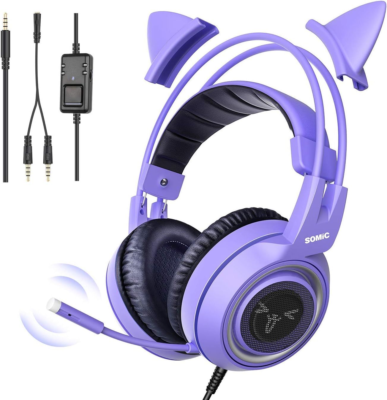 SOMIC G951S Purple Stereo Gaming Headset with Mic for PS4, PS5, Xbox One, PC, Phone, Detachable C... | Amazon (US)