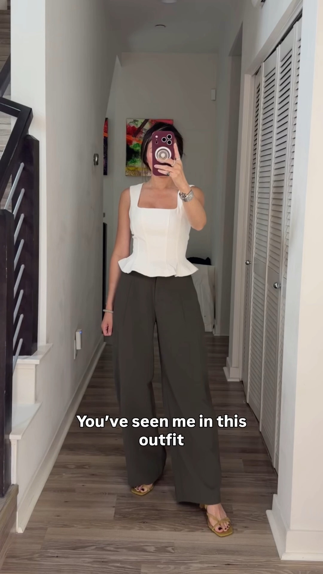 OOTD ⚡️ I have this full look in all black and have worn it countless of times, I had to get it in another color. This peplum top is so darling, styled with the chicest barrel pants from Aritzia. The material is wrinkle free. Both the top and pants come in multiple colors. I also added the pants in the brown. It’s that good! You can wear this outfit for work and going out. Just throw on a pair of heels. The chartreuse kitten heels are my new favorite—chic, stylish and comfortable. 

Work outfit, work wear, spring outfit, spring ootd, going out top, trousers, barrel pants, Aritzia, The Stylizt 





#LTKootd #LTKdayinmylife #LTKWorkwear