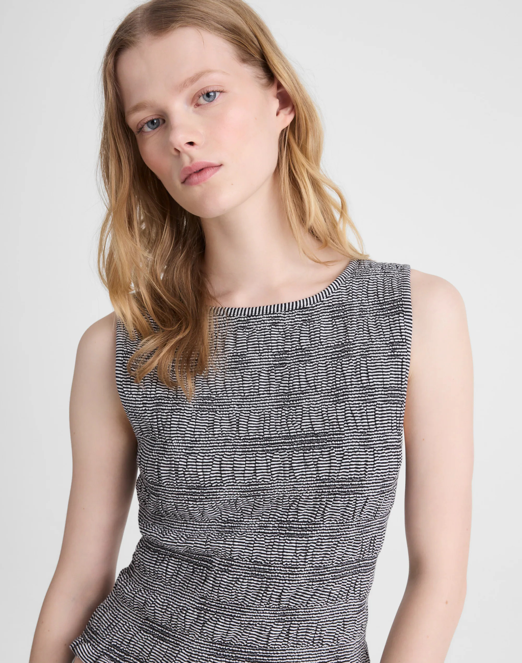 Smocked Boatneck Tank in Stripe | Madewell
