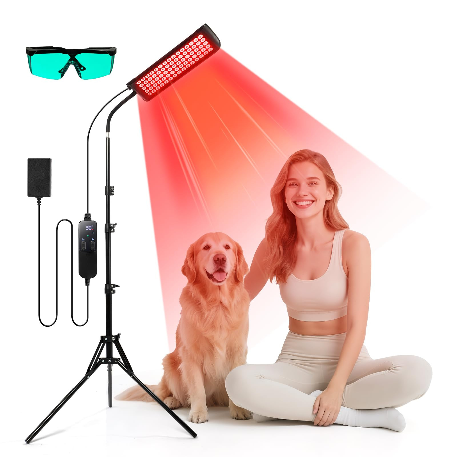 Red Light Therapy for Face and Body, GMOWNW Infrared Light Therapy Lamp with Stand, 660nm Red Light and 850nm Near Infrared Light Therapy Device for Face Knee Body, Skin Care at Home | Amazon (US)