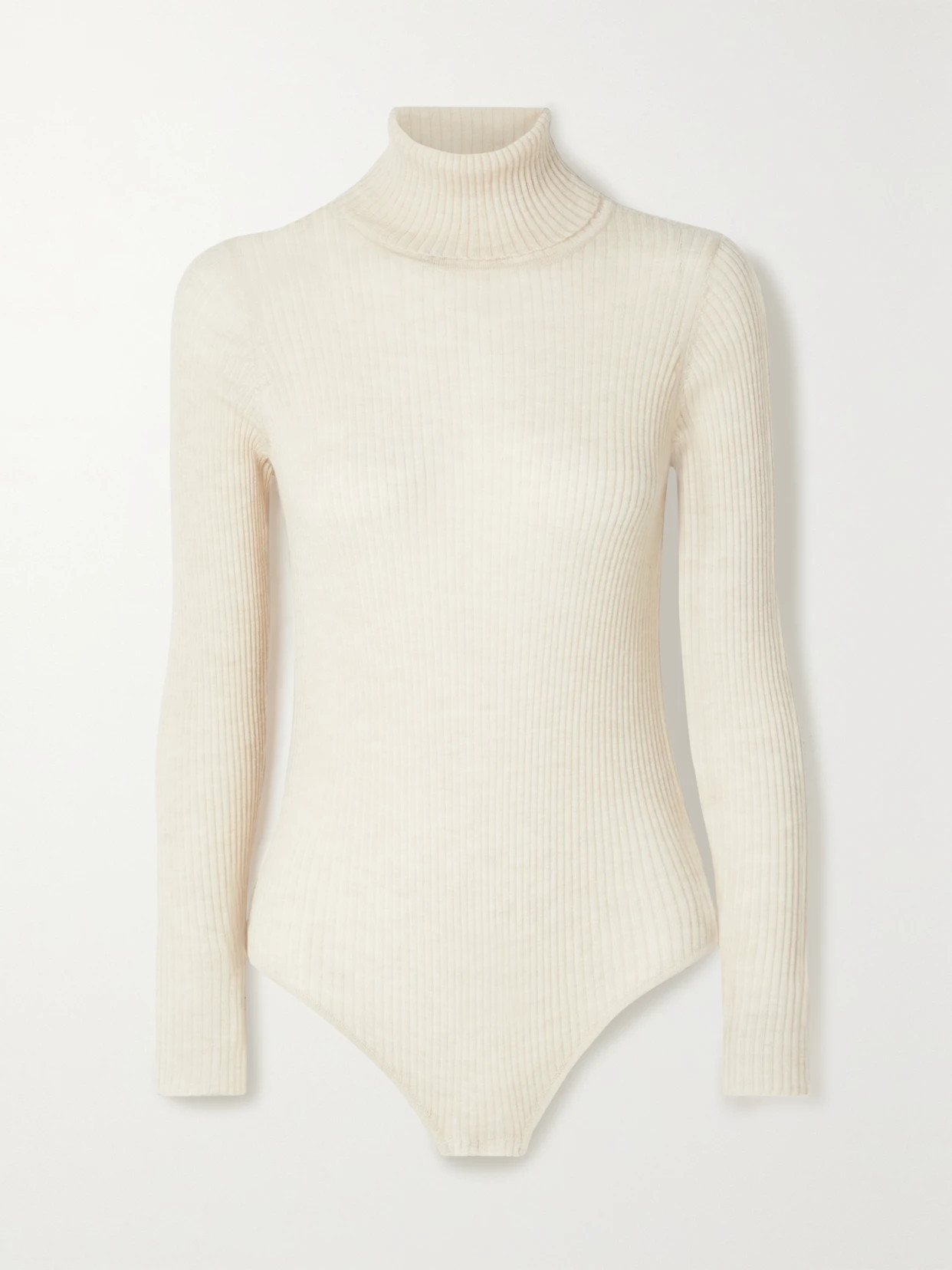 Madeleine Thompson - Susan Ribbed Cashmere Turtleneck Bodysuit - Neutrals | NET-A-PORTER (US)