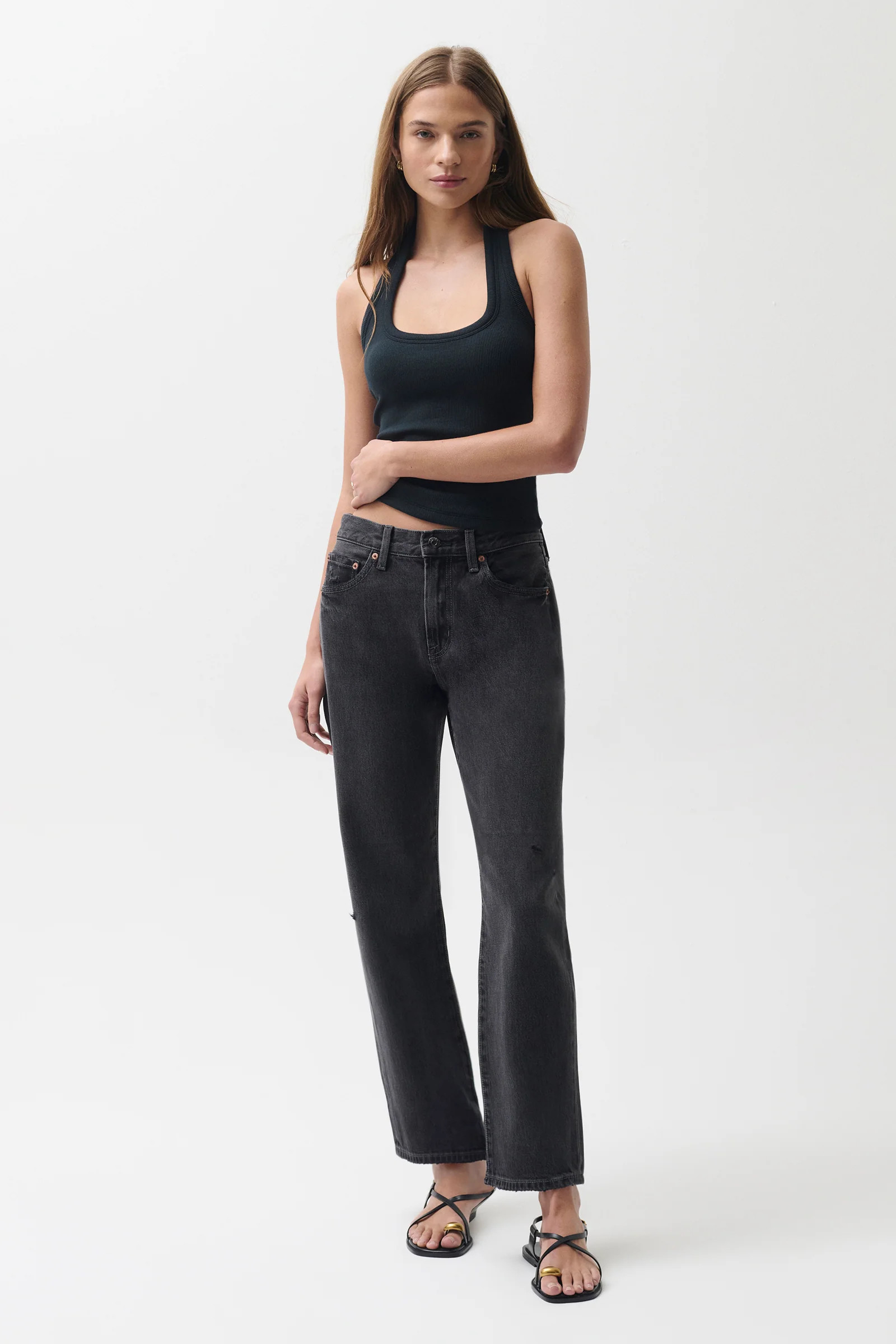 Lexi Mid Rise Bowed Straight Jean - Mercury | Pistola Denim