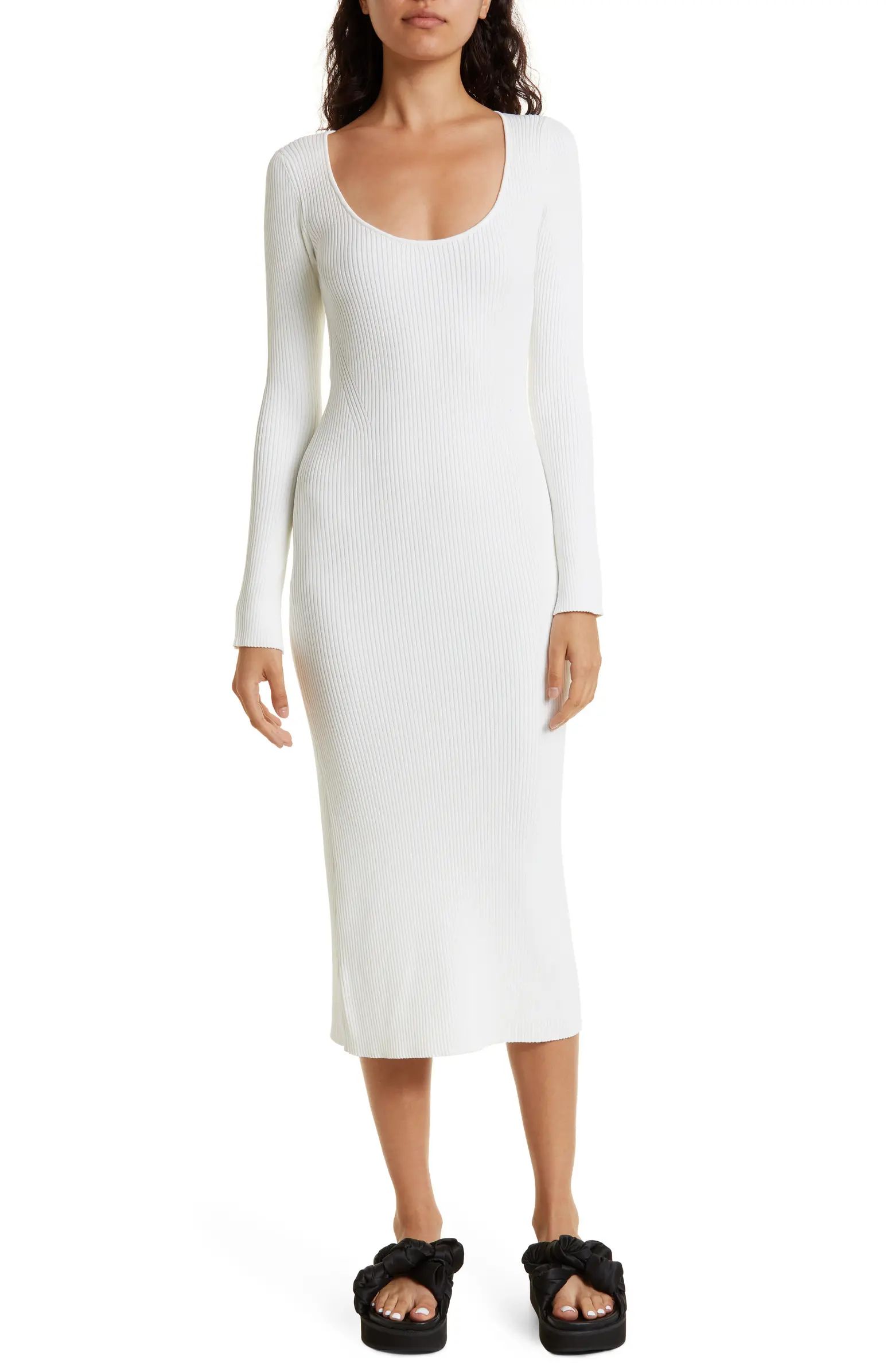 Ganni Ribbed Mélange Knit Long Sleeve Midi Dress | Nordstrom | Nordstrom