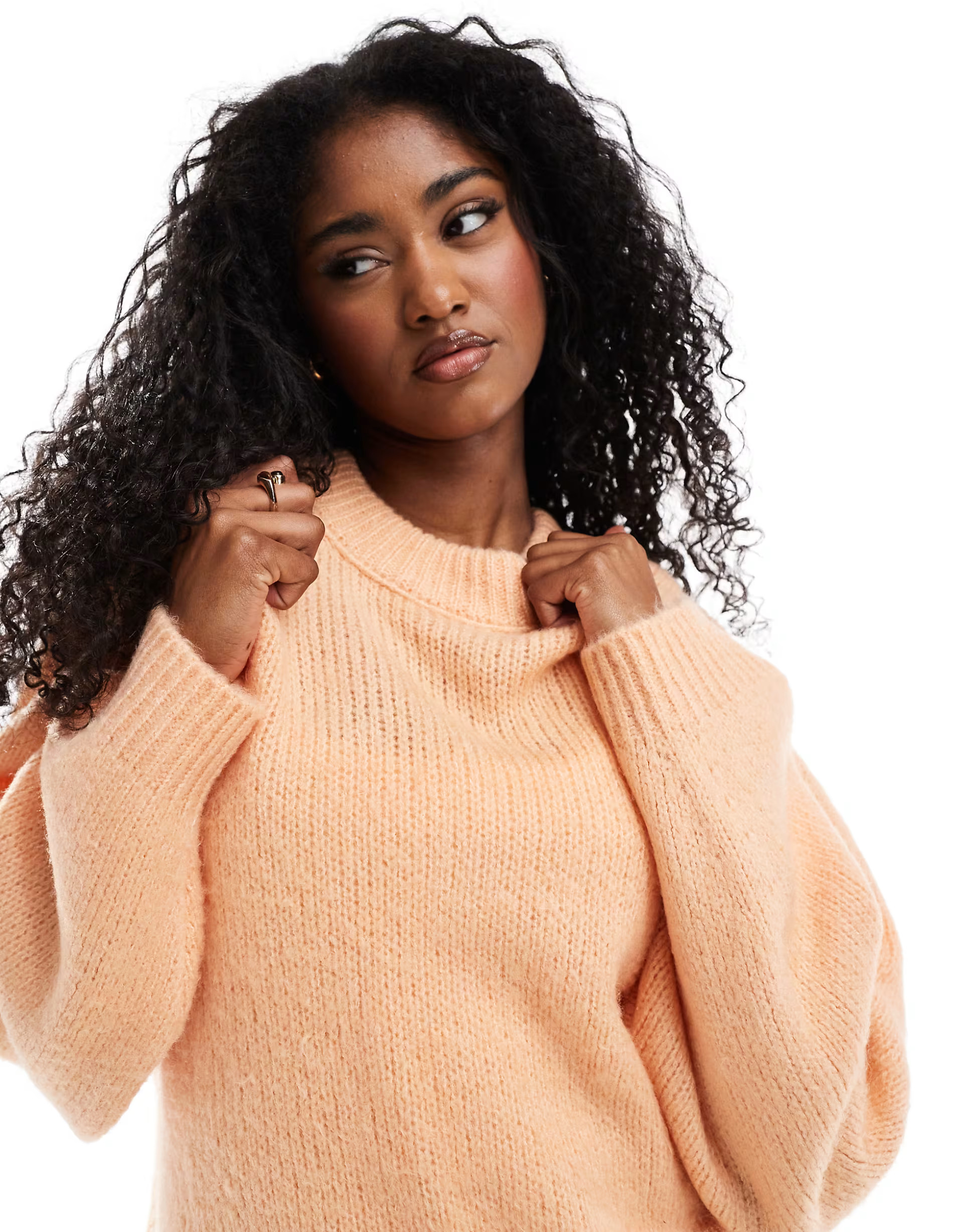 ASOS DESIGN oversized crew neck jumper in apricot | ASOS (Global)