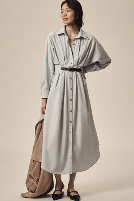 By Anthropologie Pleated Buckle Midi Shirt Dress | Anthropologie (US)