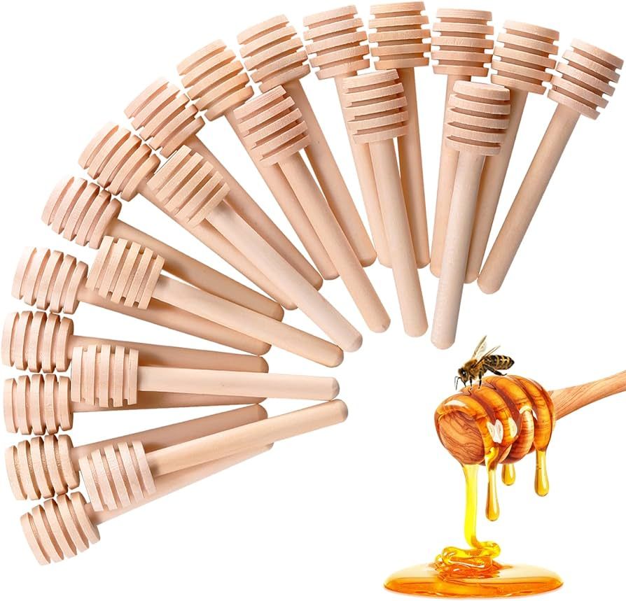 24 Pcs Honey Dipper Sticks, 3 inch Mini Wooden Honeycomb Stick, Small Honey Spoons Stirrer Stick ... | Amazon (US)