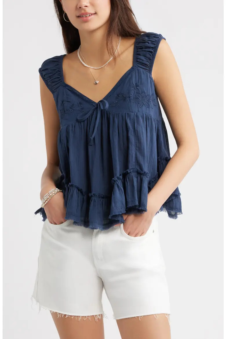 Cap Sleeve Cotton Babydoll Top (Women) | Nordstrom | Nordstrom