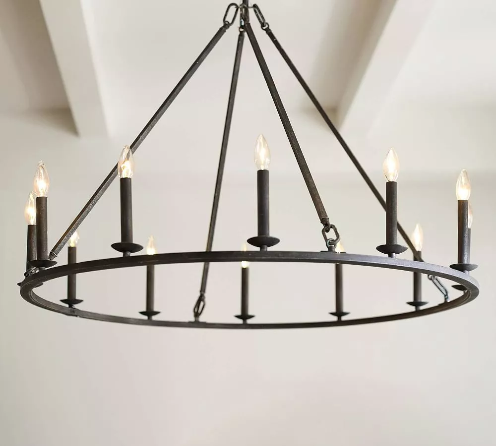 Black iron on sale round chandelier