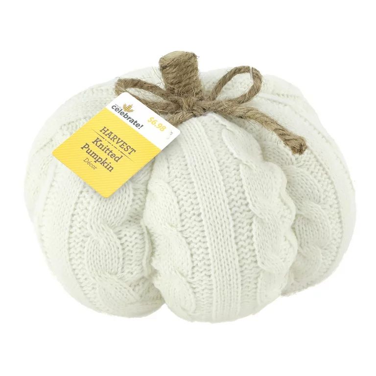 Fall, Harvest 6 in Cream Knit Fabric Pumpkin, Way to Celebrate - Walmart.com | Walmart (US)