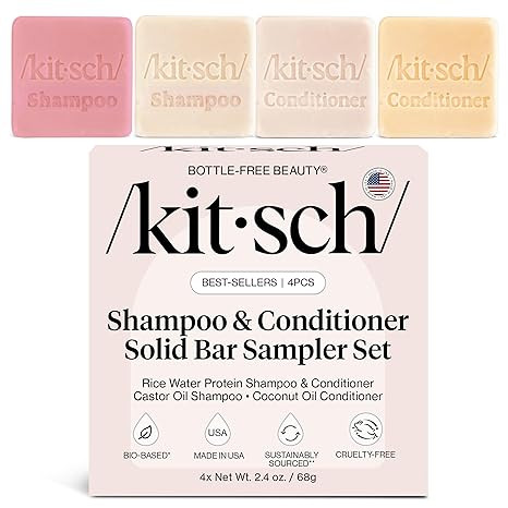 Kitsch Shampoo and Conditioner Set - 4pc Sampler Bars with Rice Water Shampoo and Conditioner, Ca... | Amazon (US)