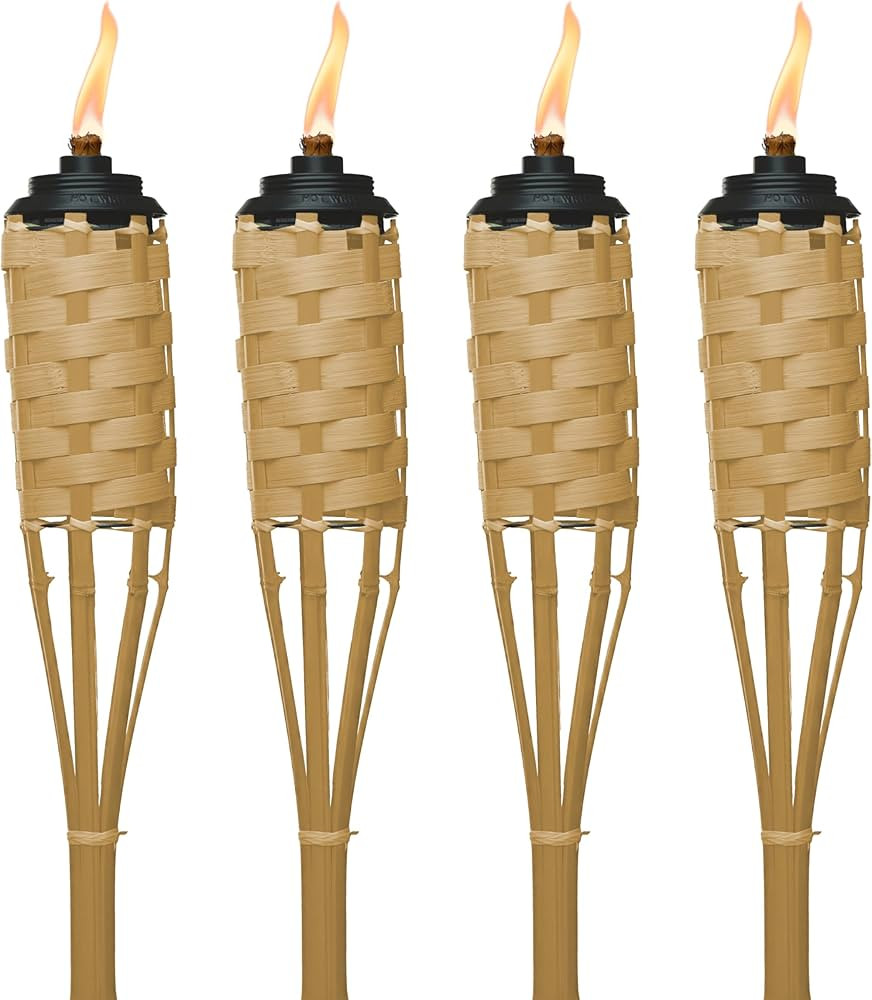 Bamboo Tiki Torches 4-Pack – Weather-Resistant Outdoor Décor with Easy-Pour Wide-Mouth Caniste... | Amazon (US)