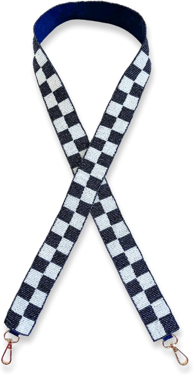 Lashicorn Navy Blue and White Checkered Beaded Purse Strap Girls Dallas Denver Houston for Game D... | Amazon (US)