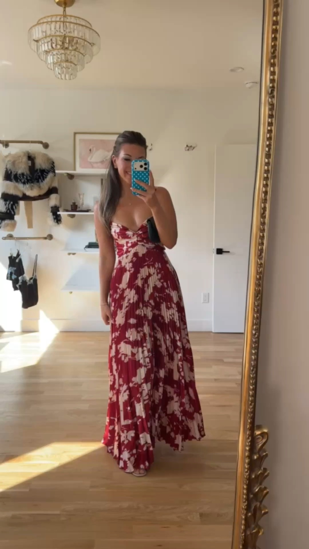 red and cream floral pleated maxi with spaghetti straps and sweetheart neckline vici fall and winter wedding guest and special occasion dress ✨

codes -
vici: emerson30
electric picks: emerson20
vivrelle: emerson20

In 5’4” and wearing my usual smalls
• red dress: xs

fall event, fall wedding guest dresses, cocktail dresses, semi-formal dresses, black tie wedding guest dresses, destination wedding guest dresses, garden party dresses, wedding guest outfit ideas

#LTKgrwm #LTKU #LTKWedding