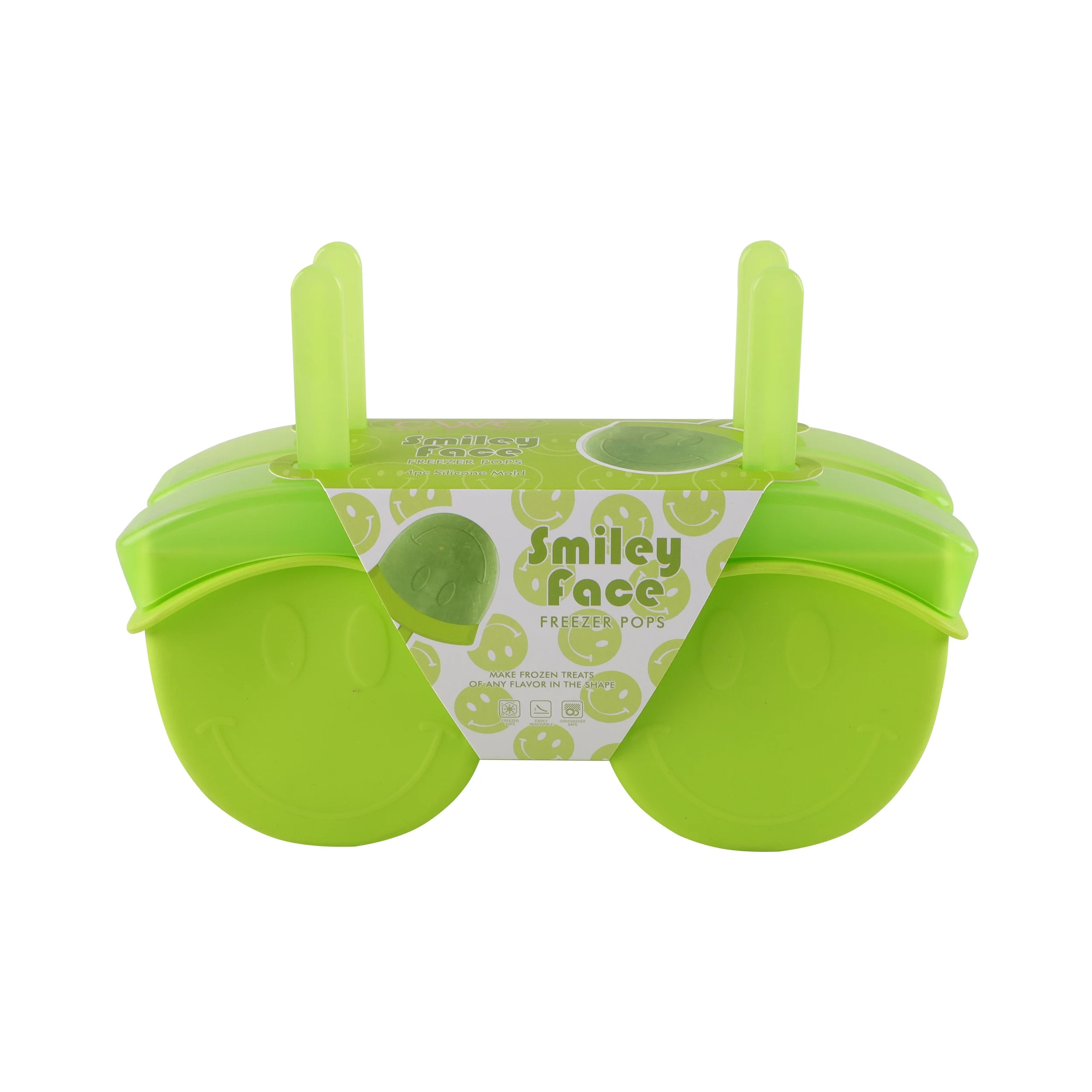 Smiley Face Silicone Ice Pop Molds - Reusable & Dishwasher Safe, Green | Walmart (US)