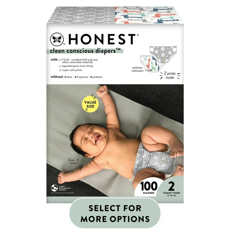 The Honest Company, Clean Conscious Disposable Baby Diapers, Size 2, 100 Count (Select for More O... | Walmart (US)