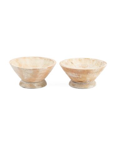 Set Of 2 Light Wash Wooden Serving Bowls | TJ Maxx