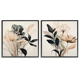 Stupell Industries Black and Beige Botanicals by Lazar Studio 2 Pieces Black Framed Nature Giclee... | The Home Depot