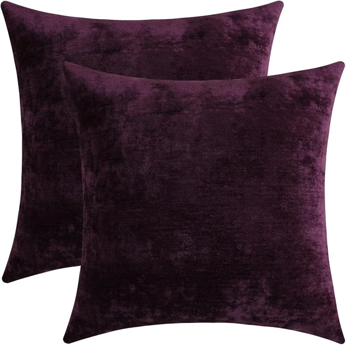 Jeneoo Plum Purple Decorative Throw Pillow Covers Soft Chenille Comfy Square Couch Cushion Cases ... | Amazon (US)