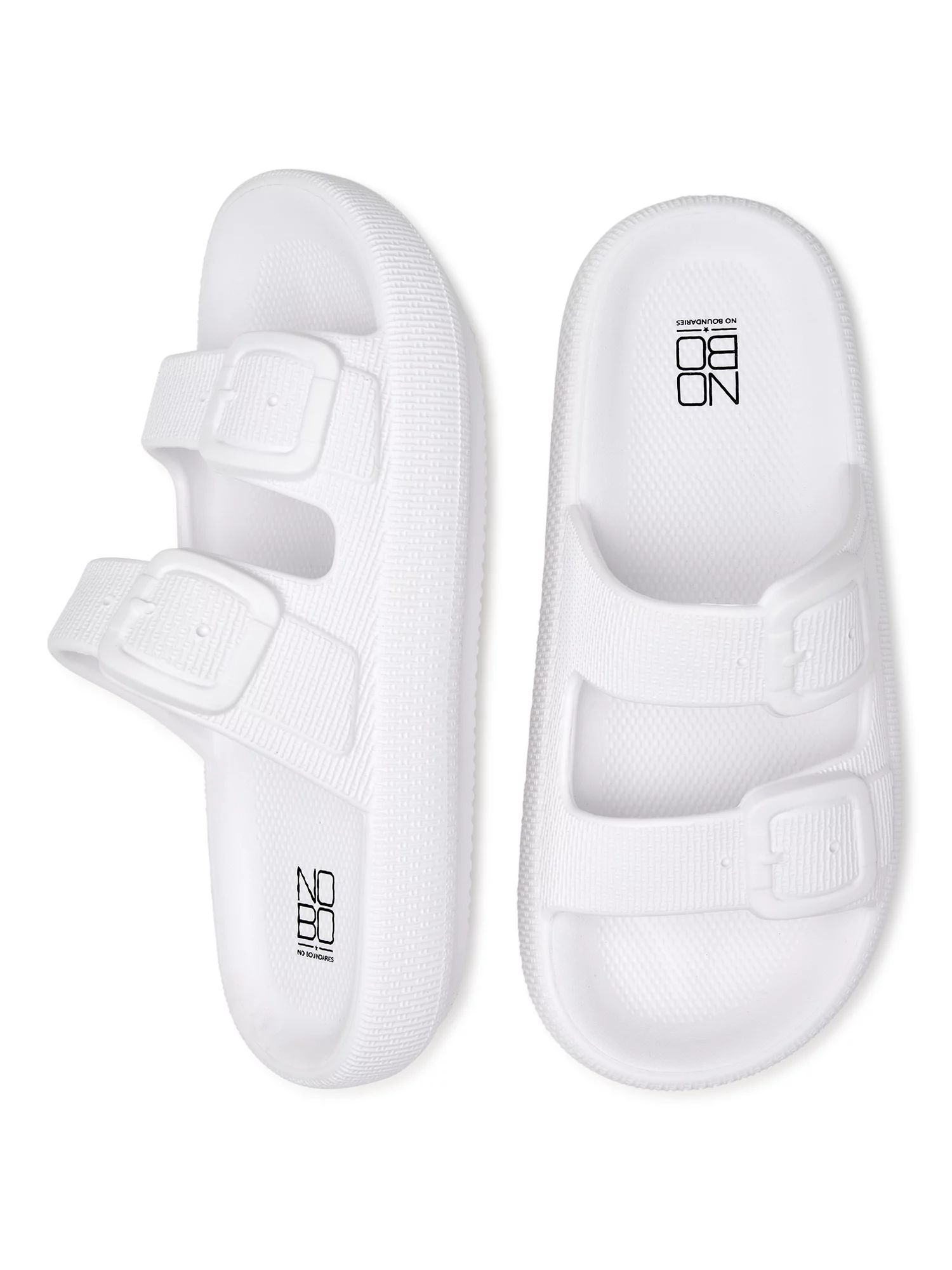 No Boundaries Juniors’ Double Buckle Comfort Slide Sandals | Walmart (US)