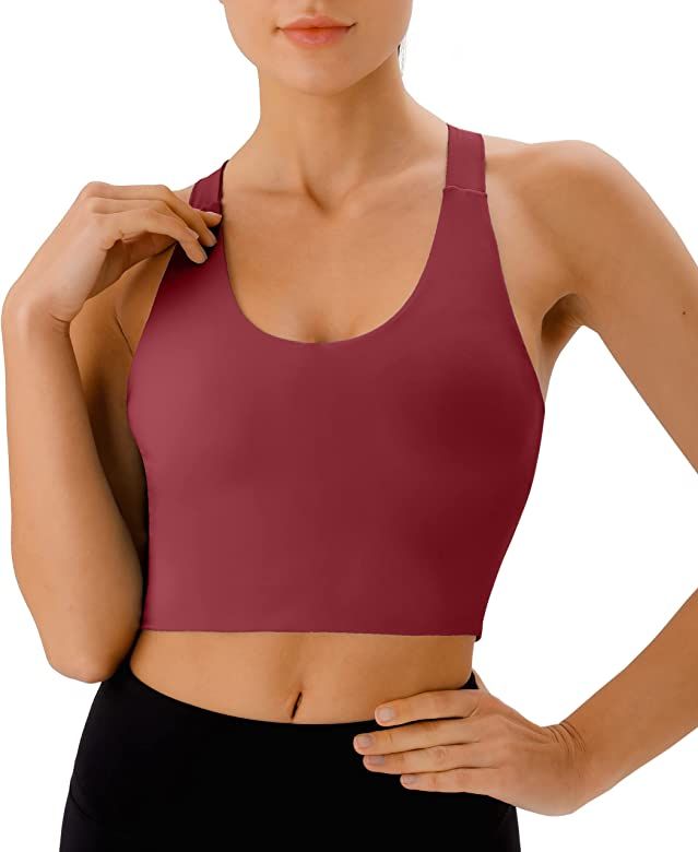 Workout Tops for Women Criss-Cross Back Padded Sports Bras for Women Medium Support Womens Crop T... | Amazon (US)