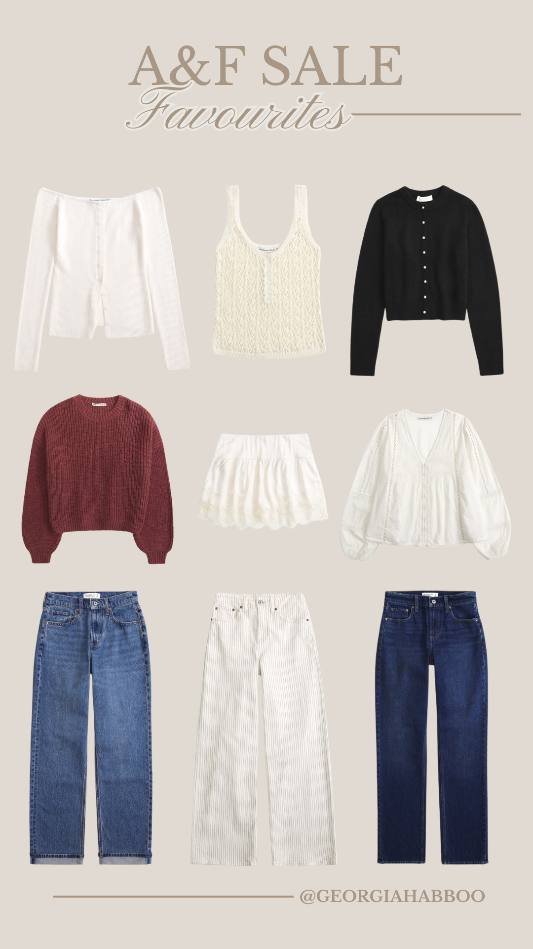 My Top Picks in the Abercrombie Sale
Denim Jeans, White Crochet Top, Black Knit, Striped Jeans, Spring Outfit Inspo, Spring Colours 

 #LTKspring #LTKeurope #LTKjeans