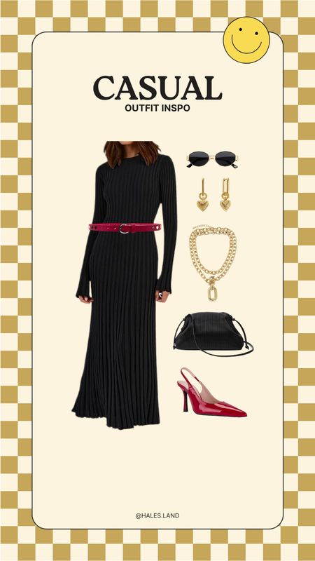 Maxi dress outfit inspo, black maxi dress, red heels, black outfit 

#LTKfindsunder50 #LTKstyletip