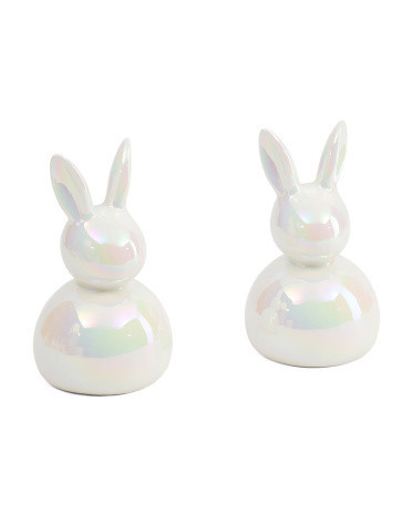 2Pk Ceramic Iridescent Finish Bunnies | TJ Maxx