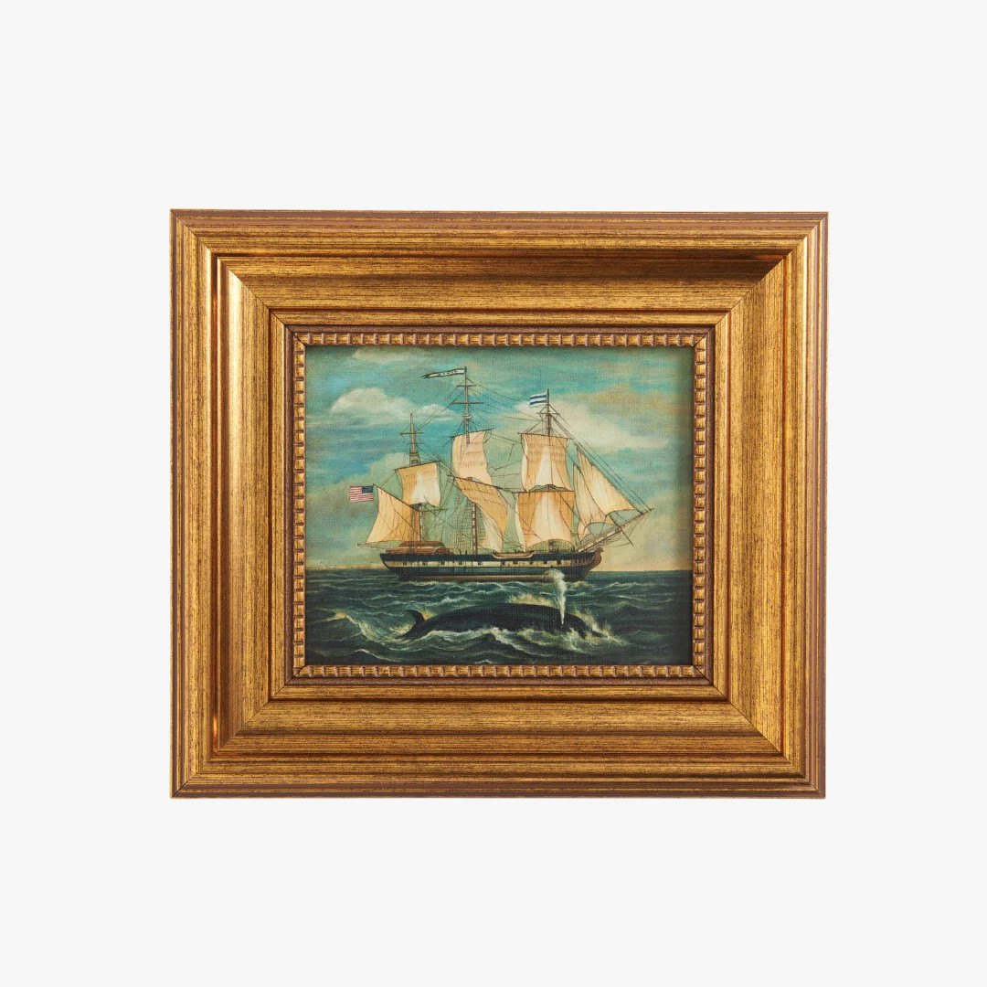 Framed Sperm Whale and Sailing Ship | Dear Keaton