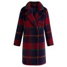 Festive Tartan Fuzzy Wool-Blend Blazer Coat | Chicwish