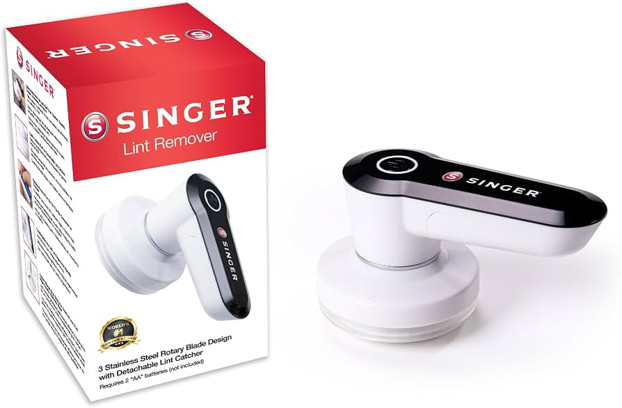 SINGER Compact Fabric Shaver and Lint Remover | Portable, Battery Operated Device with 3 Stainles... | Amazon (US)