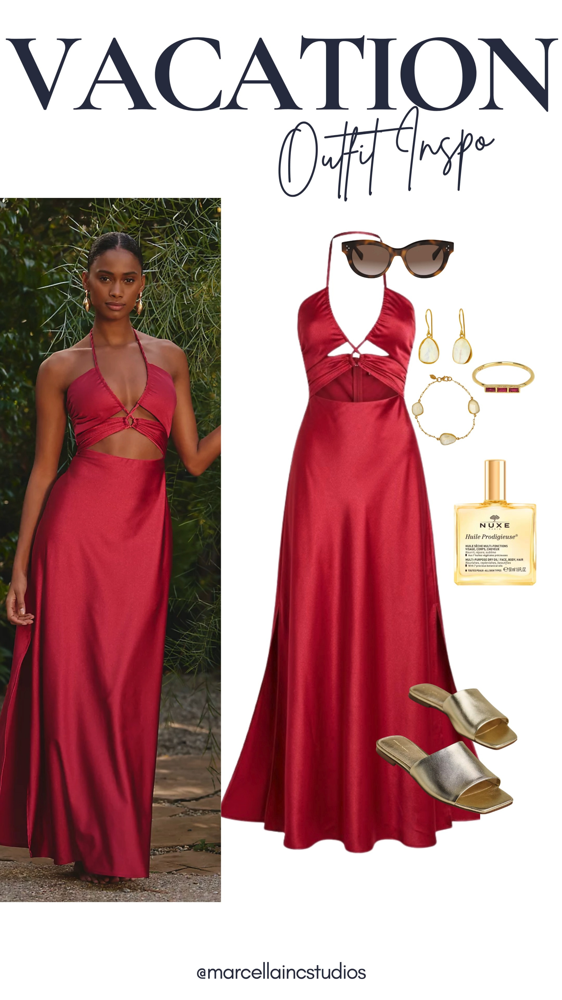 This red dress is STUNNING. Perfect for date night or girls night on vacation. Paired with the popular Celine sunglasses from the show Madison that Michelle Pfeiffer is wearing. #celinesunglasses #reddress #beachvacationoutfit #anthropologie #vacationdress #resortwear 

 

#LTKSeasonal #LTKTravel