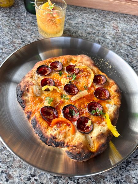 Pizza night. Pizza served on these trays. Easy cleanup! #Pizzanight #Trays #StainlessSteel #Wineglass #Kitchenware #Foodie #OutdoorCooking 

#LTKhome