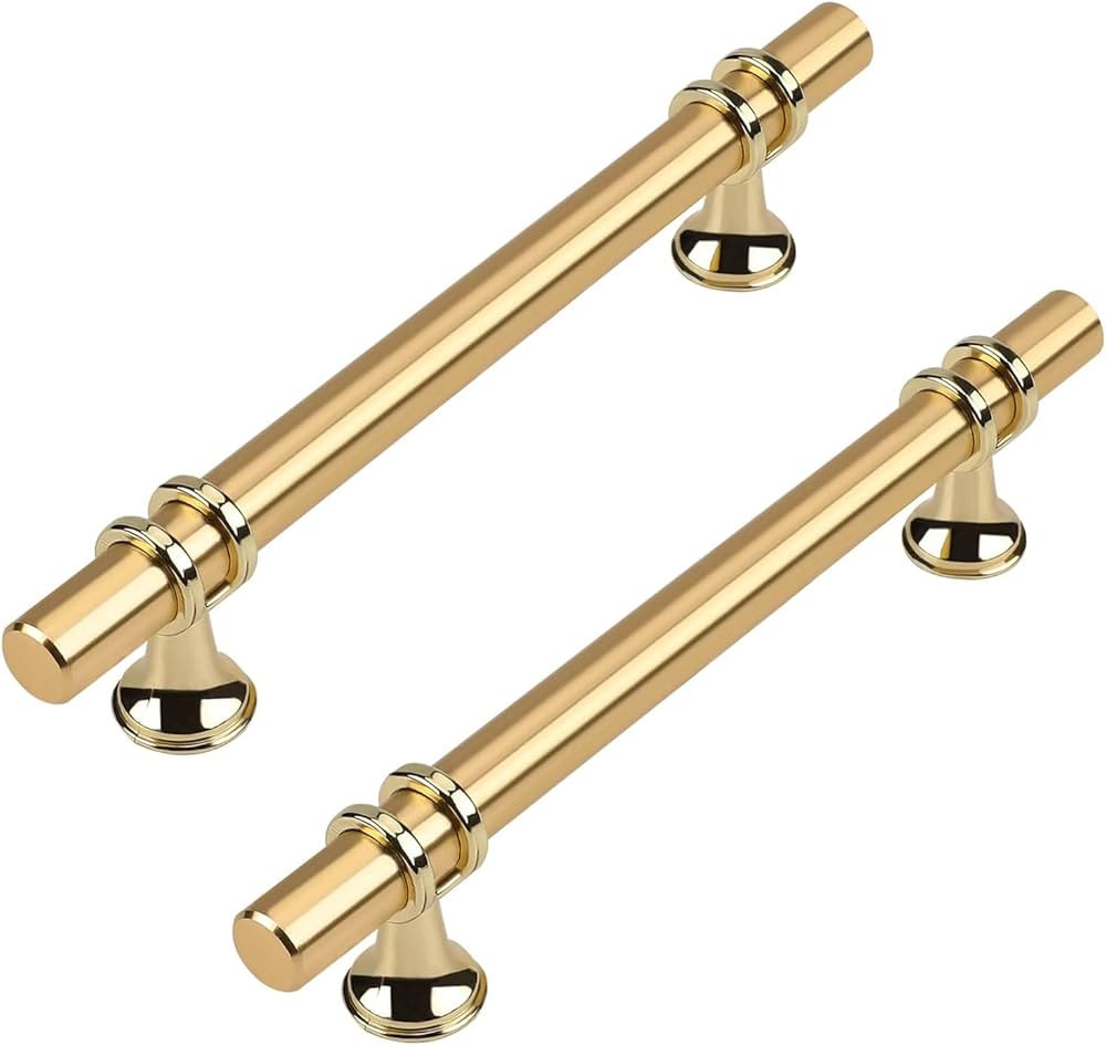 Haliwu 10 Pack Gold Cabinet Handles, Brushed Brass Cabinet Pulls Kitchen Cabinet Handles Barrel C... | Amazon (US)